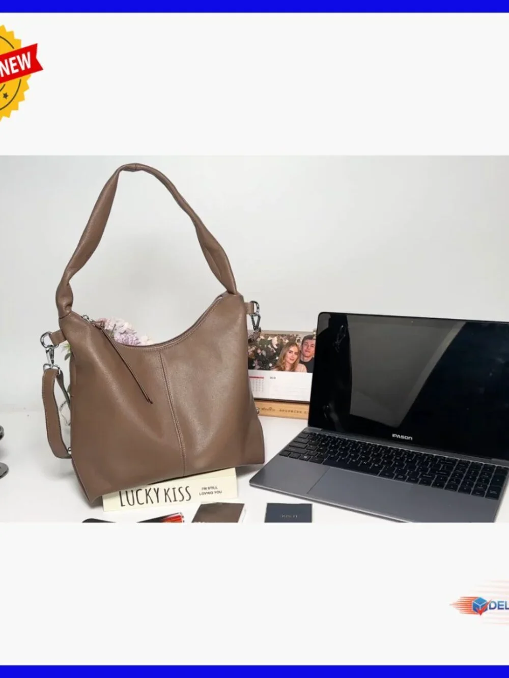 Large Genuine Leather Hobo Tote with Removable Strap, Spacious Shoulder Bag